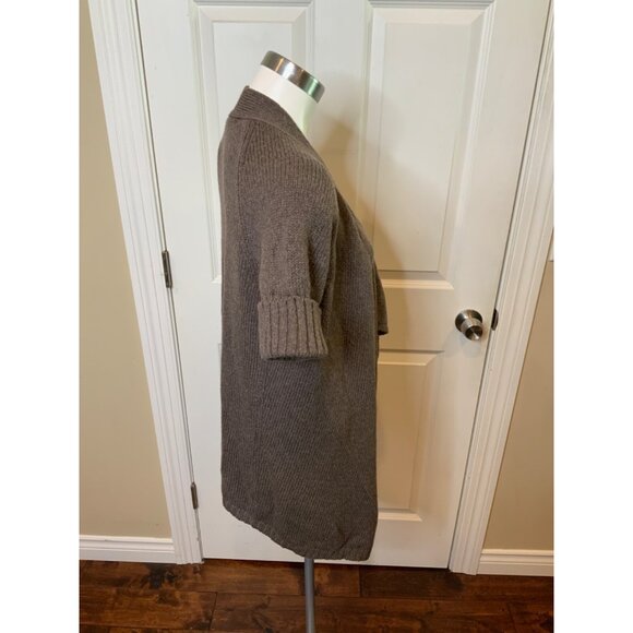 Vince Brown Wool Blend Knit Short Sleeve Cardigan, Size S - Picture 2 of 5